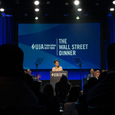 Rachel Goldberg-Polin speaks at the UJA-Federation of New York's annual Wall Street dinner on Dec. 2, 2024.